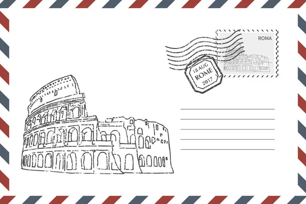 Envelope with hand drawed Coliseum — стоковий вектор