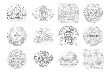 Çizgi stili seyahat seti