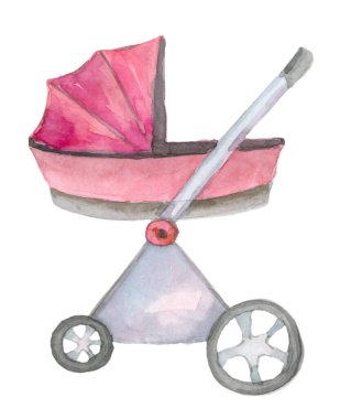 Suluboya pembe bebek arabası