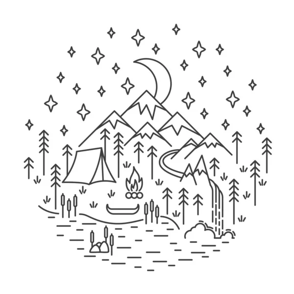 Camping nature scène — Image vectorielle