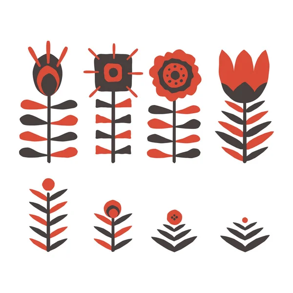 Papier coupé fleurs scandinaves — Image vectorielle