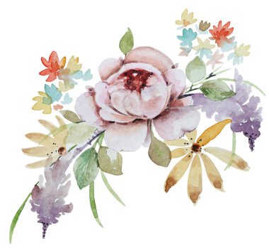 suluboya çiçek buketi