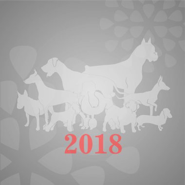 Köpek yeni yıl kartı illüstrasyon yılı.