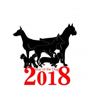 Köpek yeni yıl kartı illüstrasyon yılı.