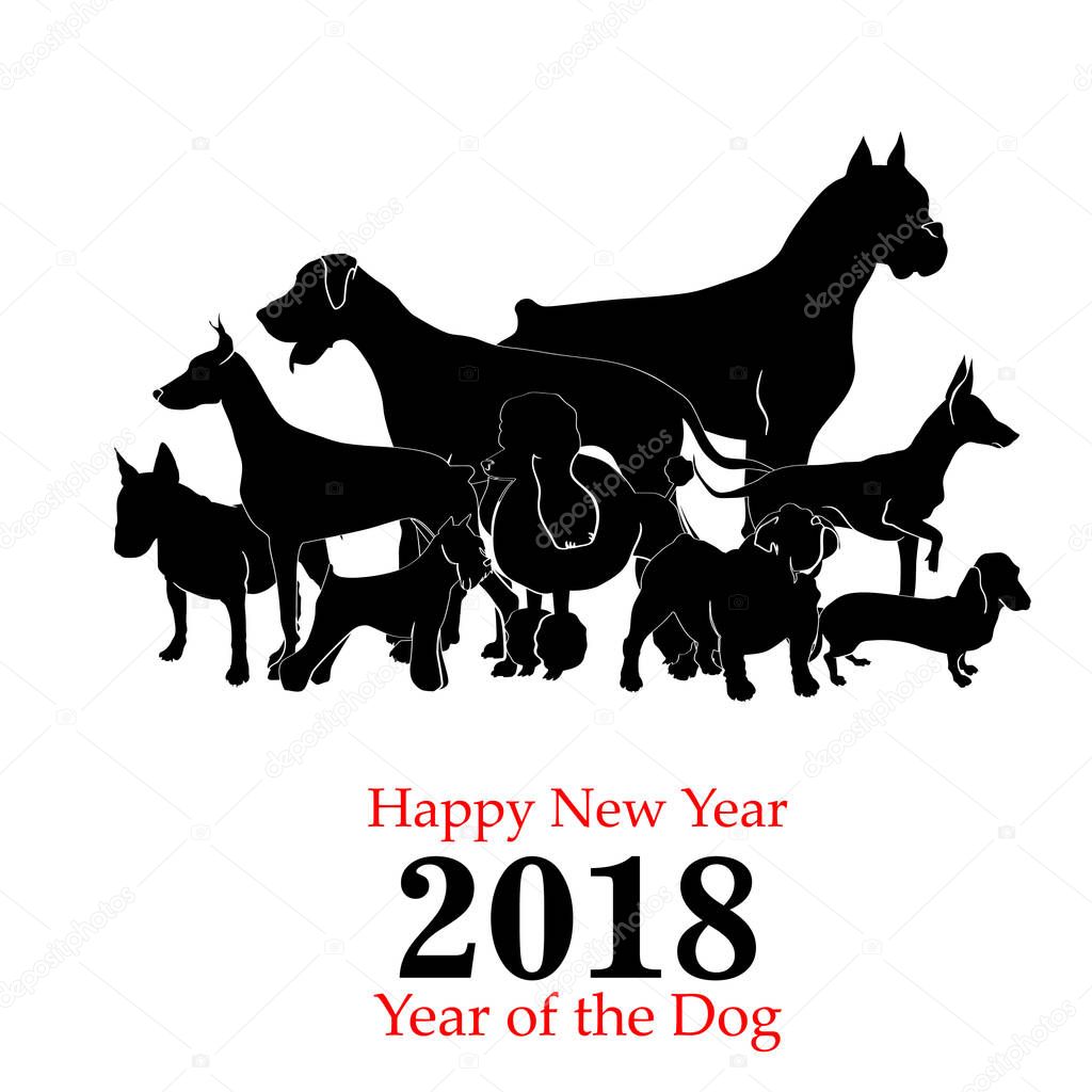 Year of the dog New Year Card illustration.