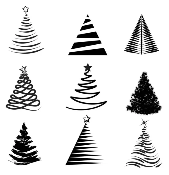 Vektor-Illustration des Weihnachtsbaum-Designsets. — Stockvektor