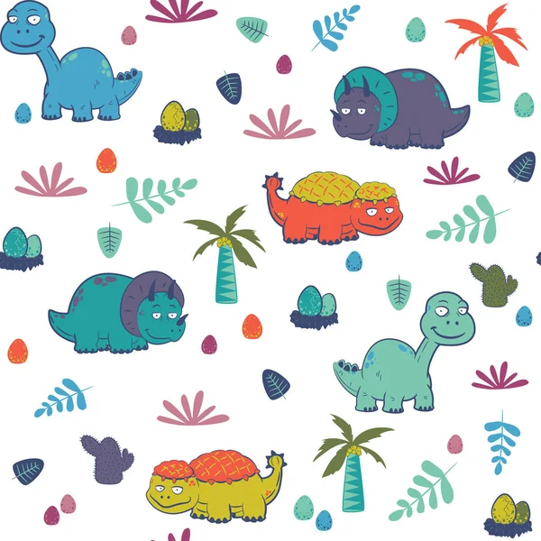 Vector illustration seamless pattern with Dinosaurs — Stock Vector