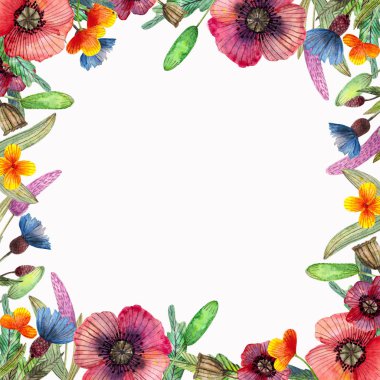 Tasarım, davetiye ve tebrik kartı için suluboya çelenk