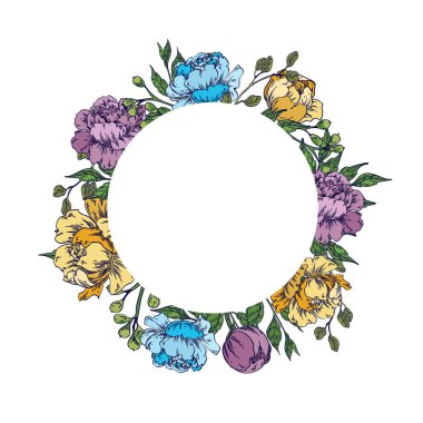 Wedding or birthday card. Floral frame. background with flowers.