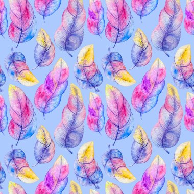 Tüyler desenli renkli suluboya resim.