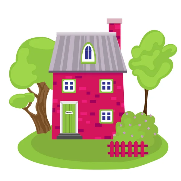 Vektor illusztrációja hűvös részletes rózsaszín ház ikon — Stock Vector