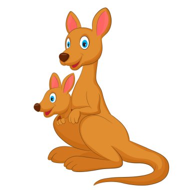 Anne kanguru ve bebeği. vektör illüstrasyonu