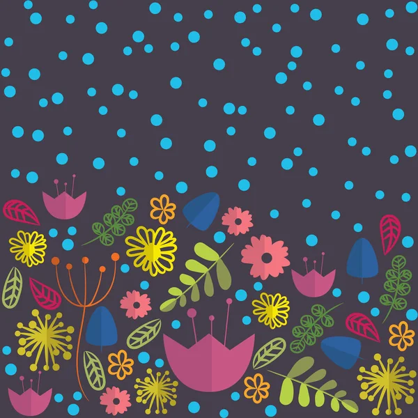 보라색 배경에 꽃무늬와 꽃식물의 — 스톡 벡터