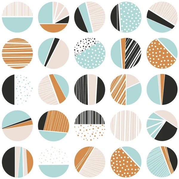 Circle Polka Dot Stripe Seamless Pattern Mixed Texture Irregular Chaotic — Stock Vector