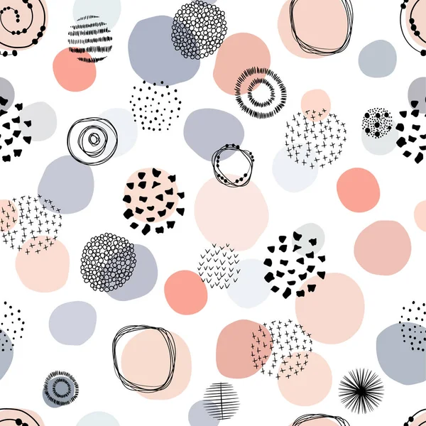Polka Dot Hand Pattern Seamless Vector White Background — 스톡 벡터