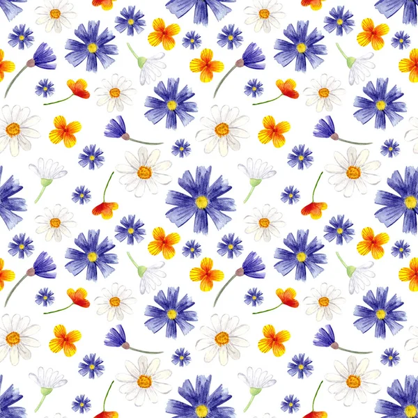 Naadloze planten patroon. Bloemen decoratieve illustratie. Aquarel tekening bloemen naadloze achtergrond. Natuurlijke RASTER design elementen. — Stockfoto