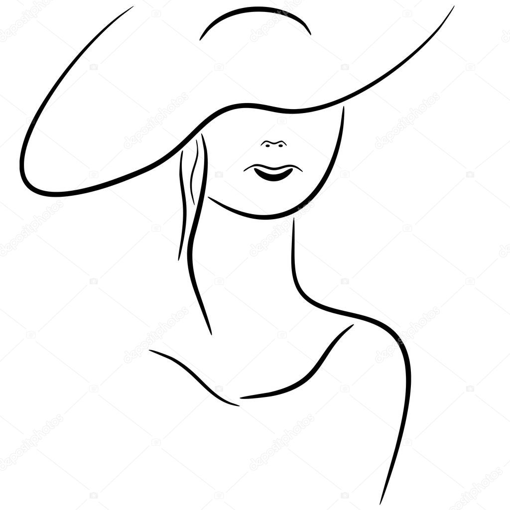 Lady hat line drawing.