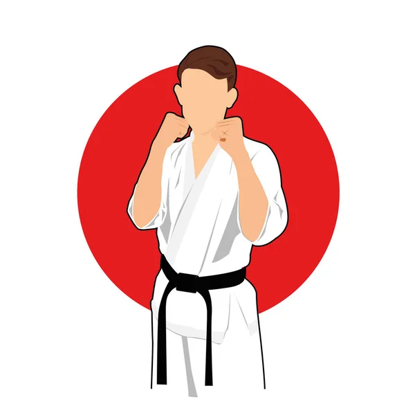 Karate Vechtsport Vector Clipart Cartoon — Stockvector