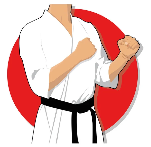 Posición Karate Artes Marciales Vector Clipart Dibujos Animados — Vector de stock