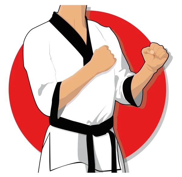 Taekwondo Artes Marciais Vetor Clipart Cartoon — Vetor de Stock