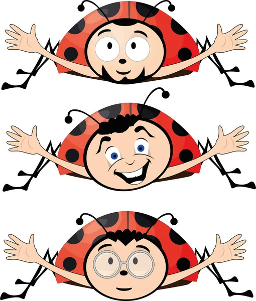 Komik böcekler, uğurböcekleri, dost canlısı eller