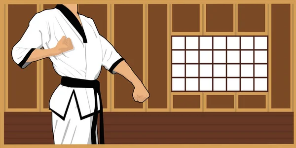 Dojo Artes Marciais Taekwondo — Vetor de Stock