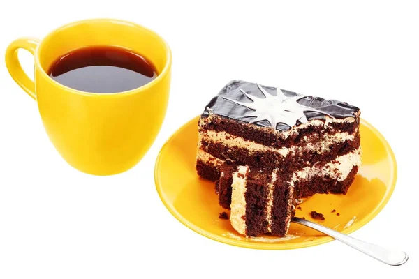 Cup of tea and chocolate cake — Stock Photo, Image