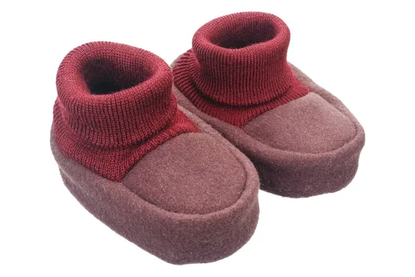 Handmade brown baby booties — Stock Photo, Image