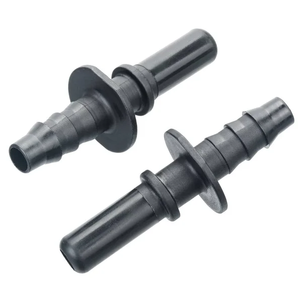 Black plastic car fuel hose quick male connectors — Stock Photo, Image