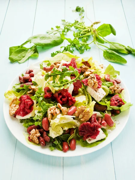 Salad herbs and marinated veggies — Stock Photo, Image