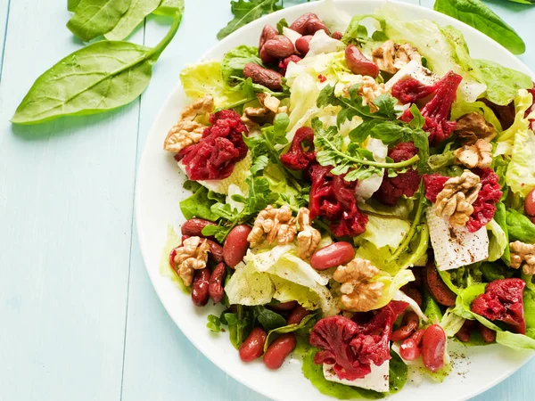 Salad herbs and marinated veggies — Stock Photo, Image