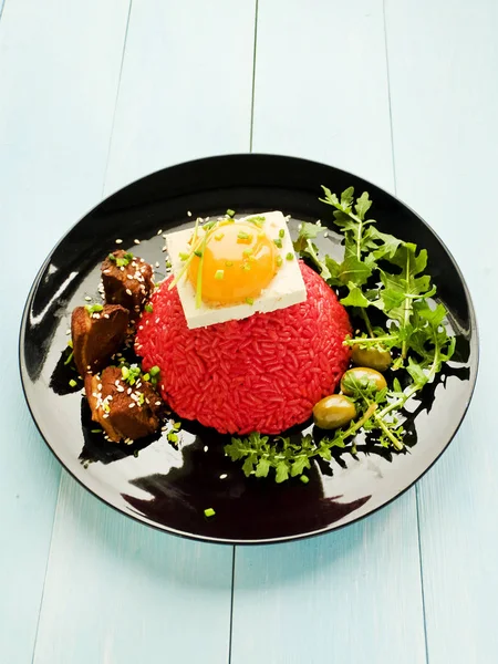 Reis mit Tofu und Eigelb — Stockfoto