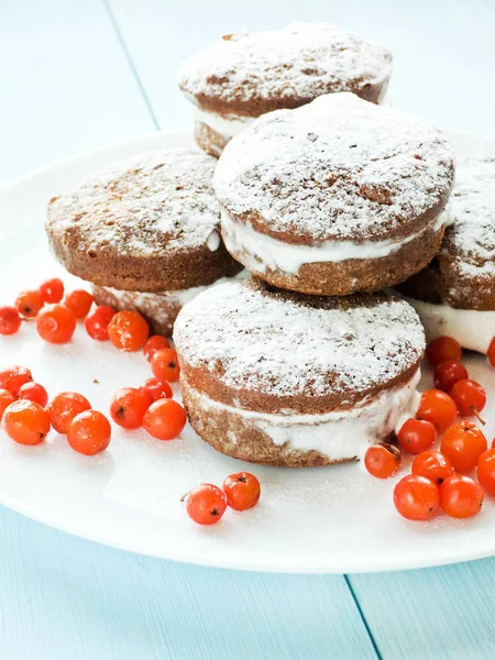 Choklad kakor med grädde — Stockfoto