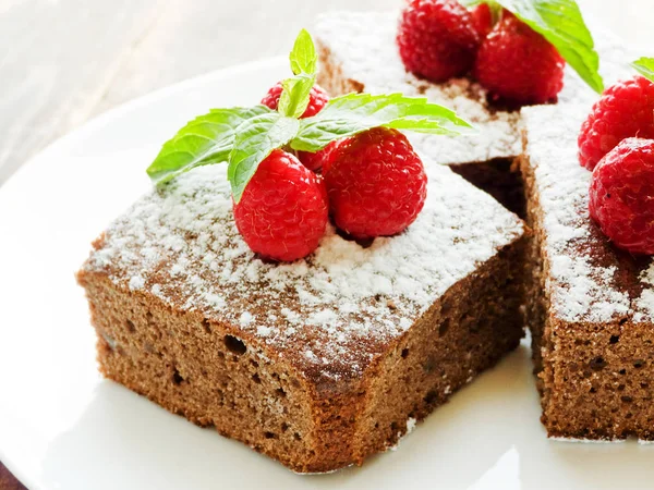 Brownie med bär — Stockfoto