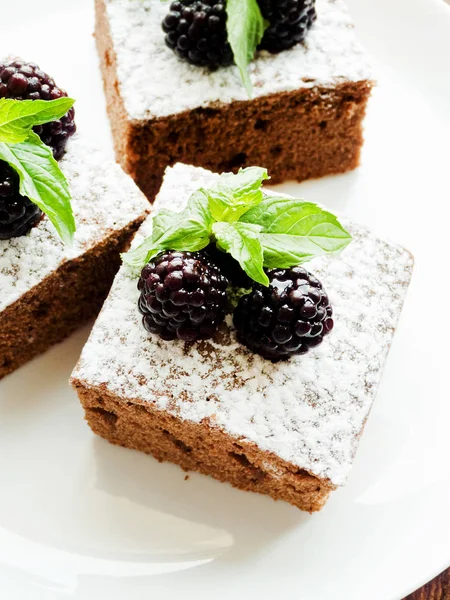 Brownie mit Beeren — Stockfoto