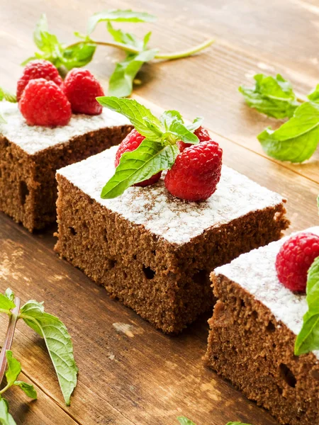 Brownie med bär — Stockfoto