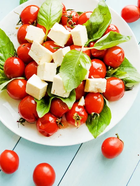 Baked tomatoes and cheese — Stock Photo, Image