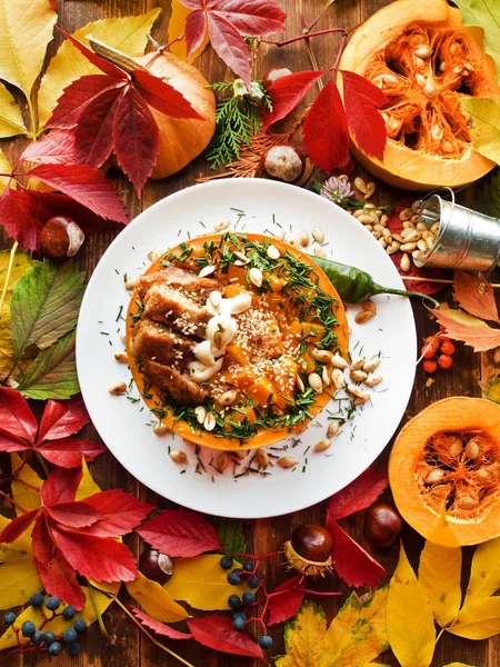 Pumpkin and cutlets — Stock Photo, Image