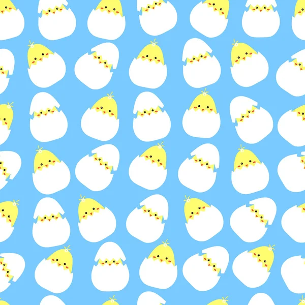 Пасхальные Яйца Милым Векторным Рисунком Кур — стоковый вектор