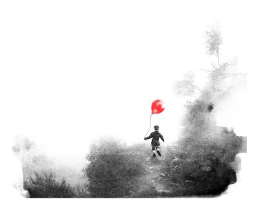 Çocuk skiping patika aşağı Paintography 