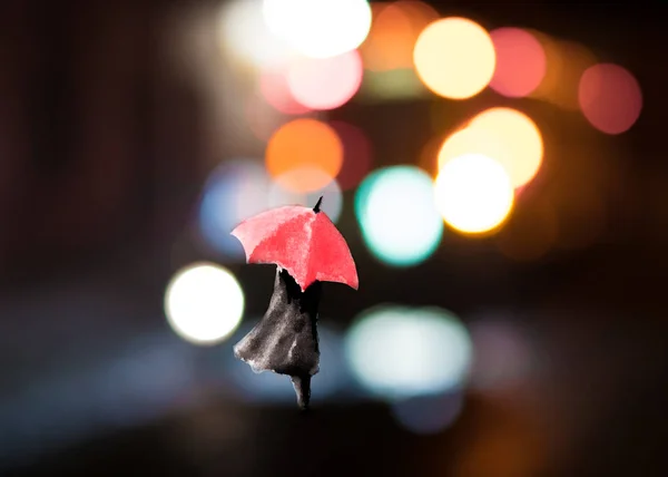 Pintografía de silueta de mujer y luces borrosas — Foto de Stock