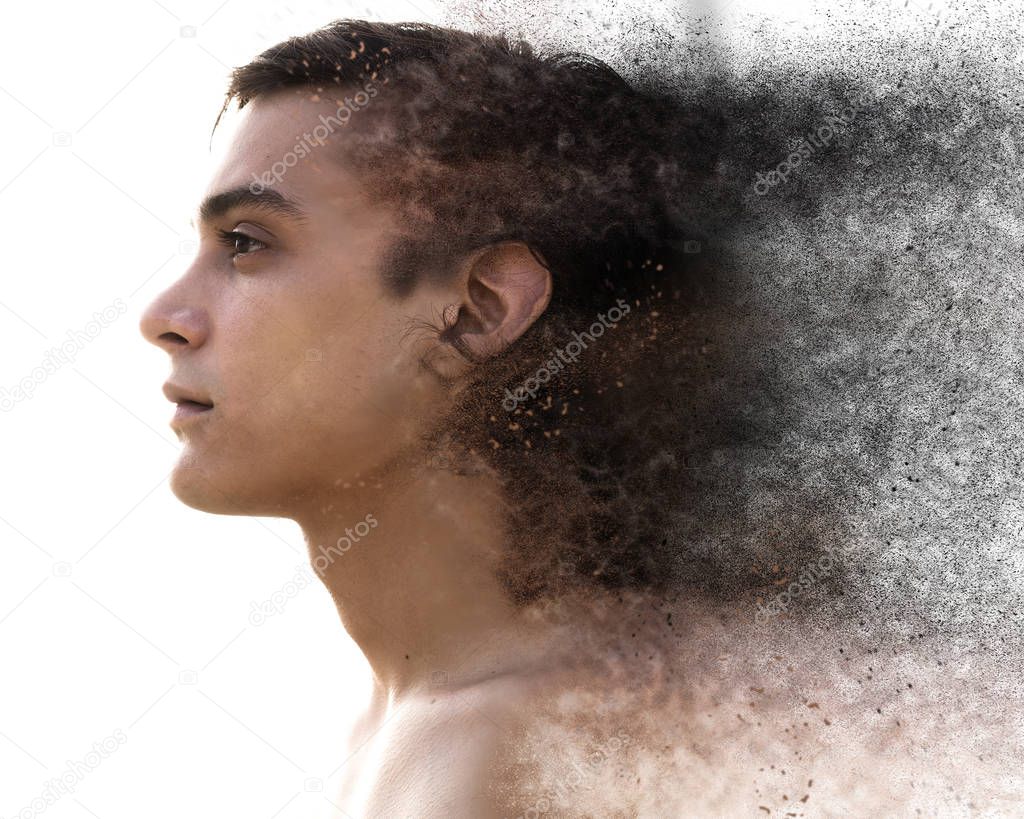 Man portrait combined with sand texture 