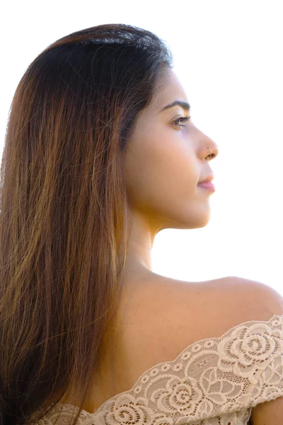 Profile portrait of a young, elegant, ethnic girl with sun kisse — Stock Photo, Image