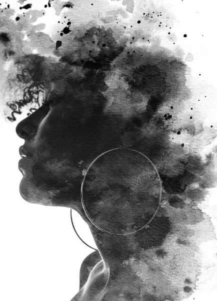 Dipinografia ritratto di una giovane donna — Foto Stock
