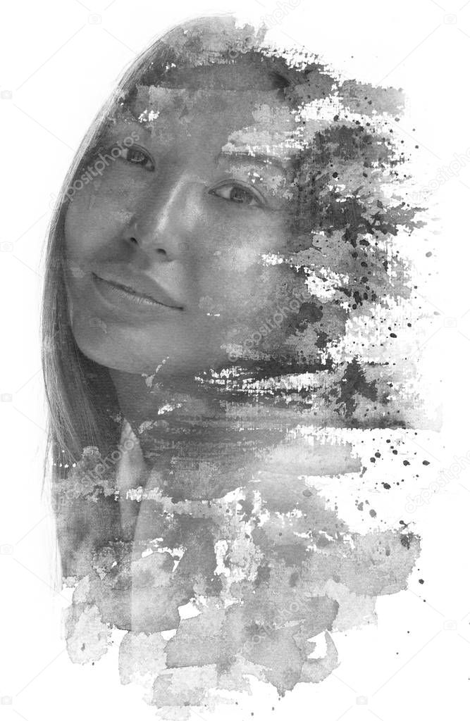 Paintography portrait of a young woman