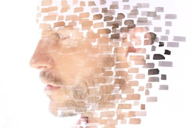 Paintography. Bir çekici erkek model kombinasyon çift pozlama