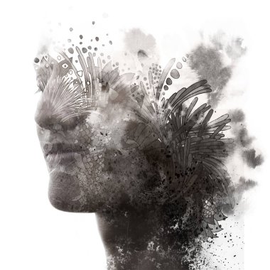 Paintografi. Resimle birleştirilmiş bir portre.