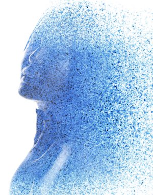 Dijital bir resimle birleştirilmiş bir portre.