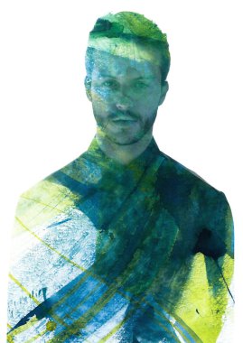 Paintografi. Tabloyla birleştirilmiş bir portre.