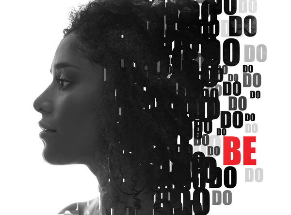 Creative artwork created as a result of combining a portrait with a digital illustration